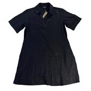 J. Crew Women's Tunic Shirt-Dress Short Sleeve 100% Linen Black XS NWT Preppy